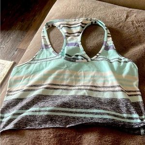 Lululemon Cool Racerback Groovy Stripe Static Wave Cadet Blue Cropped 6